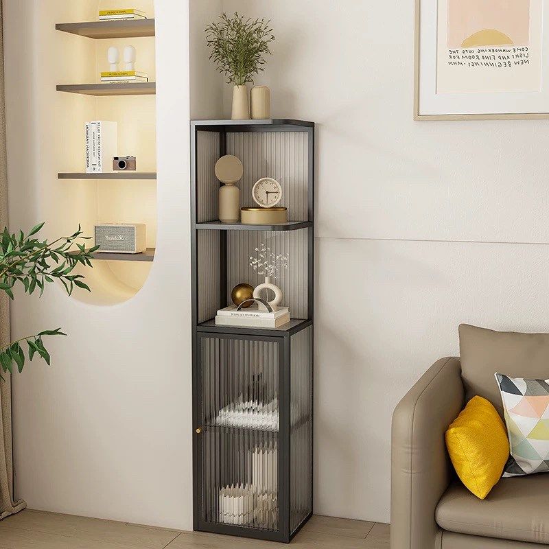 客厅墙角收纳柜奶油风墙边角柜圆弧转角书架储物柜拐角落地玻璃柜,淘宝优惠券,粉丝福利购,淘宝优惠卷