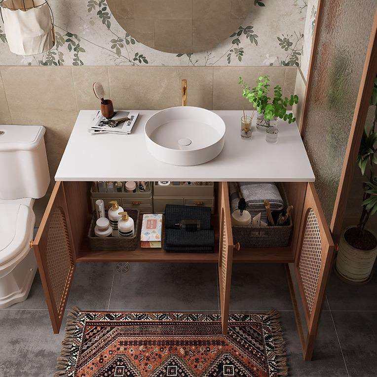 复古藤编浴室柜可丽耐一体盆陶瓷台上盆洗漱台浴室柜组合,淘宝优惠券,粉丝福利购,淘宝优惠卷