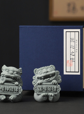 国风石狮子情绪治愈系小玩意茶宠工D艺品装饰摆件创意教师学生礼