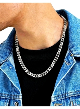 钛钢古巴项链男女款亮面质感
