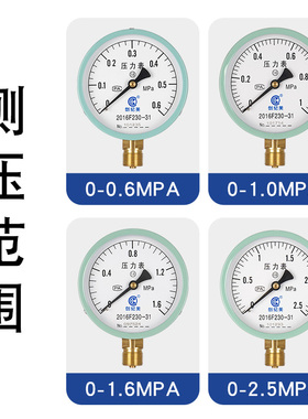 y100压力表套装水压气压不锈钢缓冲管球阀三通旋塞阀管道打压检测