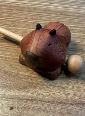 实木静心解压摆件一P卡皮巴拉木鱼