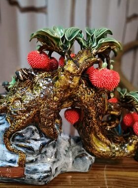 电视柜湾家居中式荔枝石   工艺品公仔陶瓷摆件 玄关