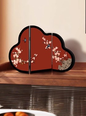 百蝶图中古风桌面屏风摆件客厅电视柜G入户玄关柜茶桌摆台画装饰