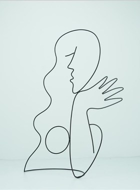 现代简约女人像铁线工艺品创意家居软装饰品 客厅样Y板间摆饰摆件
