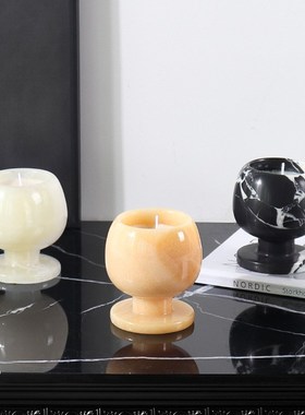 简约风客厅电视柜茶几餐厅酒店样板房H创意大理石香薰烛台烛杯摆