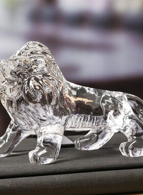 动物 摆件柜台家居装饰品水晶透明生日礼物十二生肖高档狮子摆件