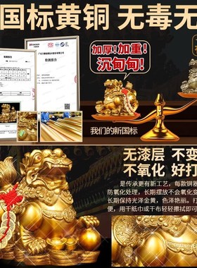 貔貅摆件招财旺财聚财纯铜公母一对家G用办公室家用办公室皮丘貔