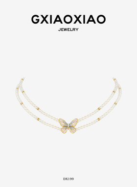 G XIAOXIAO项链 【蝶梦水云乡】高级感气质双圈蝴蝶项链 DX199