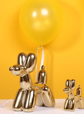 北欧装饰品陶瓷金色气球狗摆件现代简约家居样板房间餐厅酒柜摆设