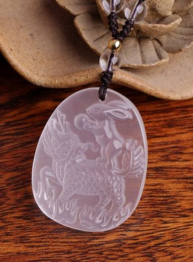 属猪2025年白水晶宏兔增吉庆吊坠天禄显达汽P车挂件男女生肖猪饰