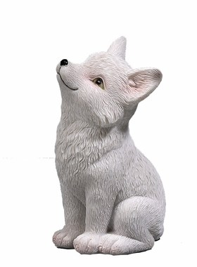 白色狐狸打坐创意阳台别墅雕塑花园树脂I花器庭院个性户外多肉花