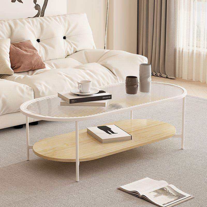 简约现代奶油风网红椭圆形玻璃茶几客厅家用小户型极简创意北欧风,淘宝优惠券,粉丝福利购,淘宝优惠卷