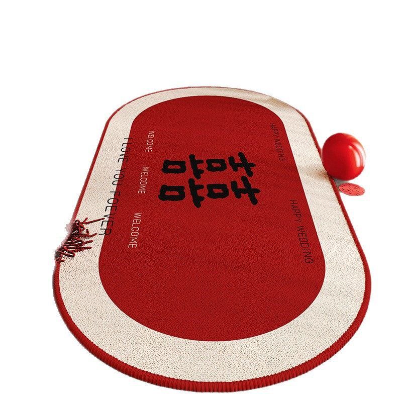Happy red wedding carpet bedroom bedside blanket non-slip wear-resistant velvet floor mat wedding room layout bed end foot mat