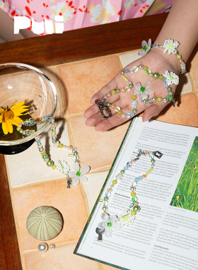 Puui原创生活彩色不规则花朵项链手链ins风宠物脖饰项圈夏天饰品