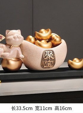 创意招财聚宝盆玄关m客厅摆件家用老板开店办公室收银前台装饰商