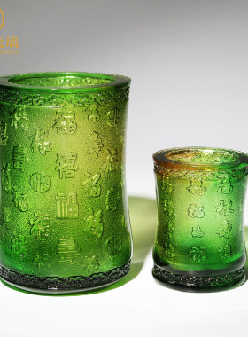 高档琉璃笔d筒创意时尚办公室老板桌面摆件精致离职送别礼物送领