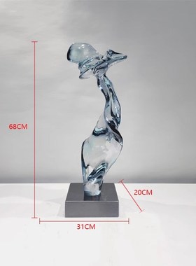 简约家居抽象摆件透明树脂雕塑酒店大堂客厅样板间玄关Z装饰工艺