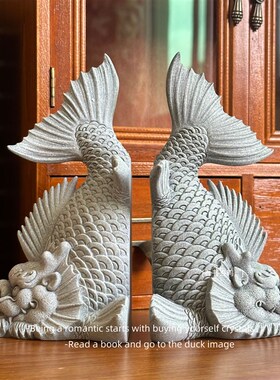 摆个仿真青砂石书档龙鱼摆件瑞兽神龙L装饰摆件鱼缸微景观造