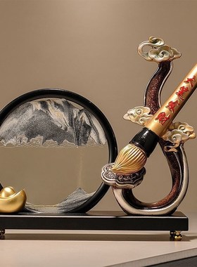 大笔发财招财流沙画摆件玄关客厅办公室收银前台装饰乔迁开业礼品