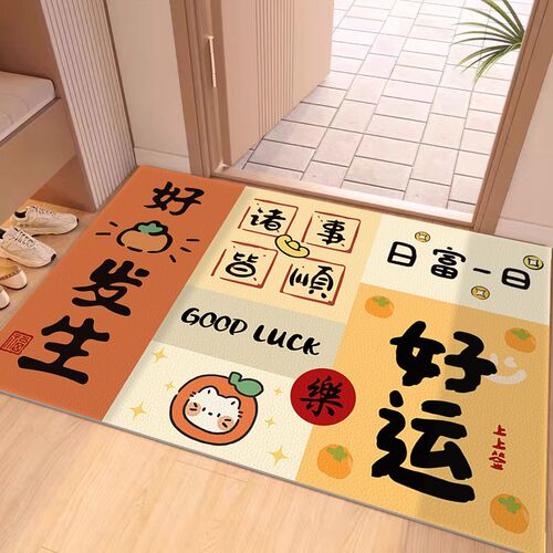 红色喜庆b入户门地垫pvc进门地毯皮革门口脚垫玄关可擦洗换鞋垫子 - 图1