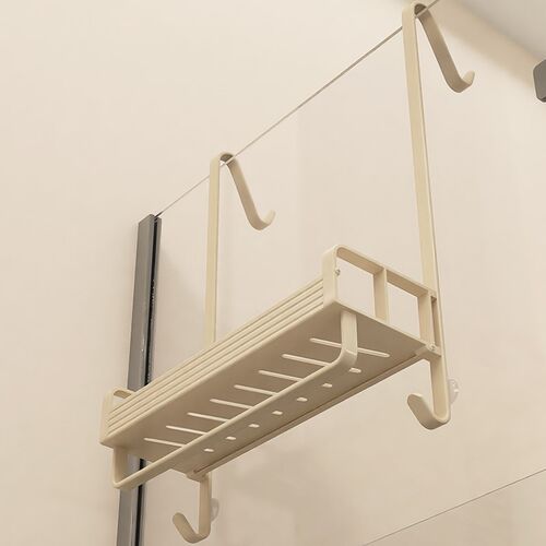 奶油风浴室置物架洗手间挂篮卫生间收纳架厕所P淋浴房挂架门后架 - 图2
