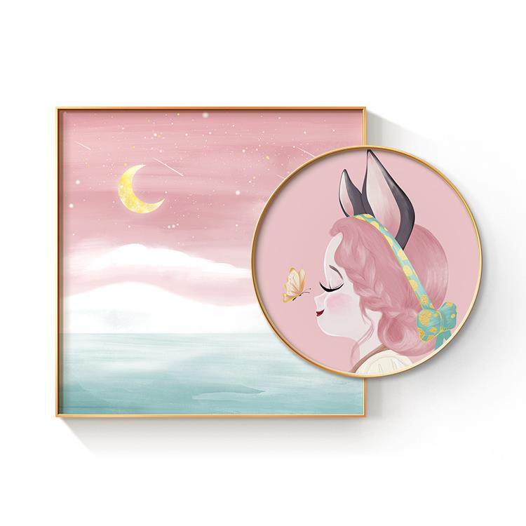 男孩女孩儿童房装饰画现代简约温馨卧室床头挂画北欧小清新叠加画,淘宝优惠券,粉丝福利购,淘宝优惠卷