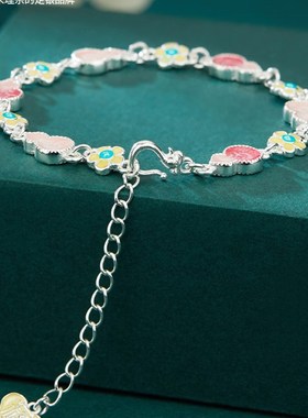 顺庆银楼足银S999珐琅惜抚手炼女款新中式国P风高级感女友七夕礼