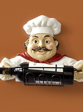 创意可爱厨师红酒架装饰摆件简约欧式客厅餐桌葡萄酒W架工艺品摆