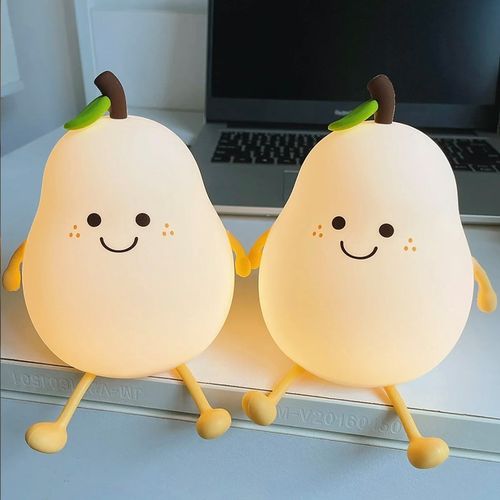 永不分梨小夜灯小梨灯不分离拍拍灯硅胶卧室床头灯T充电睡眠氛围 - 图2