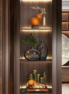 创意陶瓷葫芦摆件新中式高档客厅招财纳福家居饰品乔迁搬新家礼物