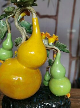 石 湾公仔招财葫芦 生意兴隆陶瓷工艺品