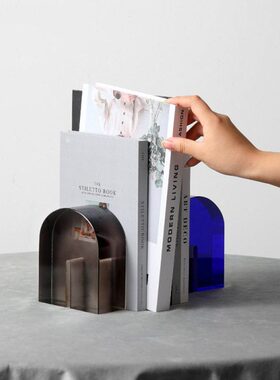 现代简约水晶书档书靠小摆件客厅书房办公室桌面书柜创意软装饰品