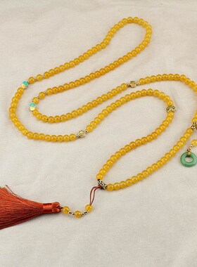 新中式斜挎链多用多层项链长款串珠国风流苏挂坠背背链百搭民族风