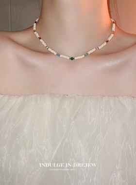 水晶串珠项链女款简约高级感锁骨链2023新款爆款轻奢小众颈链配饰