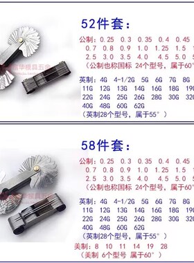 螺纹规公制牙距尺牙规测量美制板规半径规60度量规丝规英制通止规