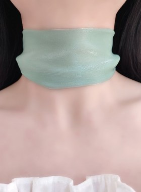 宽边颈带纯色百搭遮颈q纹脖子饰品挡疤痕颈部装饰脖链护脖颈饰脖