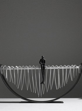 现代艺术金属办公室摆件样板房间售楼处软装客厅书房玄关家居饰品