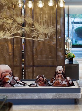 创意透明假山树脂雕塑摆件酒店会所售楼处玄关大厅艺术装饰工艺品