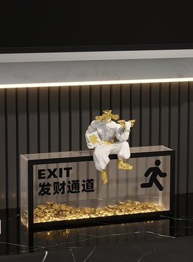 创意发财灯摆件招财暴富工位情绪稳定神器潮酷电竞房工业风装饰品