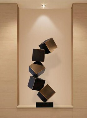现代金属高档酒店玄关摆件落地装饰品客厅样板间电视柜雕塑高级感