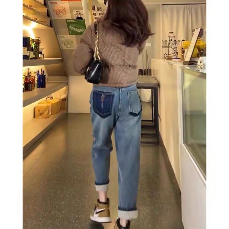孕妇牛仔裤春秋款时尚外穿宽松哈伦裤秋冬加绒老爹裤2025新款长裤,淘宝优惠券,粉丝福利购,淘宝优惠卷