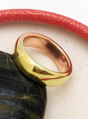 个性定做双色铜环纯手工s古法黄铜纯铜紫铜红铜订做男女戒指指环