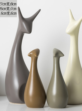 现代简约家居摆件装饰品创意天鹅酒柜玄关电视柜摆W件陶瓷工艺品