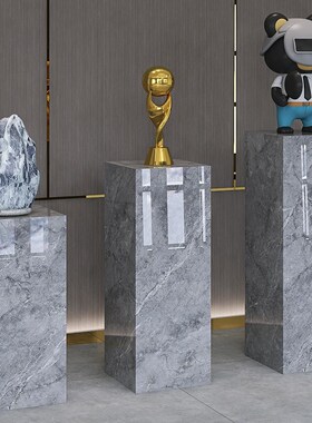 大理石纹雕塑工艺品岩板摆件w底座展示台酒店展厅会所客厅装饰摆