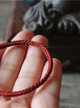 原创枣红色手链手工编制本命年红绳男女手绳情S侣手链平安绳细绳