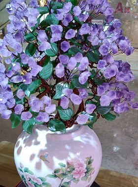 紫水晶发b财树黄水晶摇钱树家居摆件客厅玄关酒柜店铺开业乔迁送