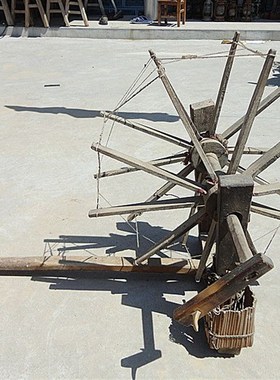 怀旧收藏老物件老旧纺车织布机织布工具J民俗文化装饰摆件摄影道