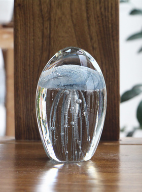 水晶球琉璃发光水母摆件手v工艺品海洋动物鱼缸造景生日礼物送女