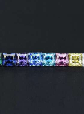 厂家彩色公主方莫桑石1-3ct 粉色宝蓝黄色异形人工合成碳化硅